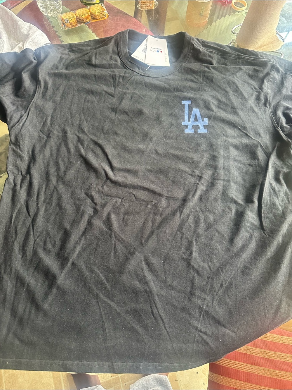 Fanatics Black Short-Sleeve Tee with Blue LA Logo